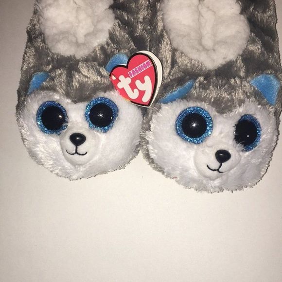 TY Beanie Boos SLUSH The Husky Children’s Slippers Size - Medium 1-3 NEW - Picture 4 of 7